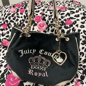 Juicy Couture Black and Gold Royal Shoulder Bag